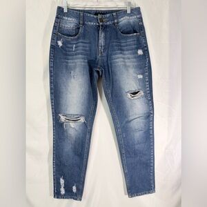 ELA Cozumel Denim Skinny Cropped Distressed Jeans In Ocean Blue Size 8